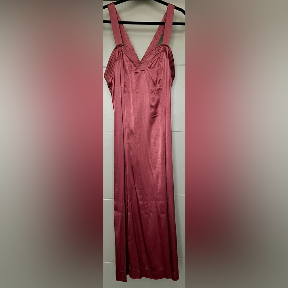 Anthropologie Backless Silk Midi Dress - Taupe / Rose / Mauve - size 10 - NWT